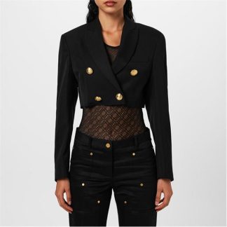 PALM ANGELS Cropped Boyfriend Blazer Women Blk/Gld 1076  for sale