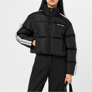 PALM ANGELS Cropped Track Padded Jacket Women Black 1001  for sale