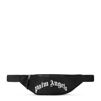 PALM ANGELS Curved Logo Bumbag Junior Unisex Black 1001  for sale