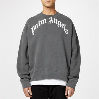 PALM ANGELS Curved Logo Sweatshirt Men Black 1001  for sale