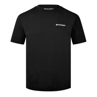 PALM ANGELS Embroidered Logo T-Shirt Men Regular Fit T-Shirts Black for sale