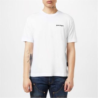 PALM ANGELS Embroidered Logo T-Shirt Men Regular Fit T-Shirts White for sale