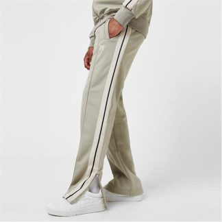 PALM ANGELS Embroidered Striped Jersey Track Pants Men Open Hem Woven Tracksuit Bottoms Grey 0703 for sale