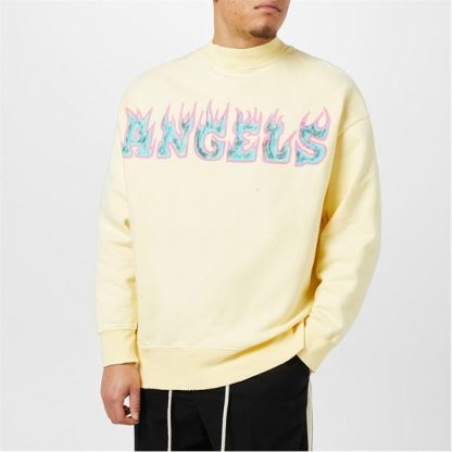 PALM ANGELS Flames Sweatshirt Men Wht/Prpl 0137  for sale