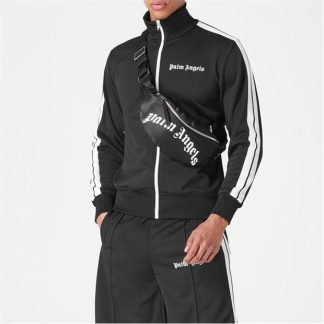 PALM ANGELS Funnel Zip Tracksuit Jacket Men Tracksuit Tops Black 1001 for sale