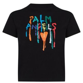 PALM ANGELS Girl'S Dripping Logo T Shirt Kids Blk Multi 1084  for sale