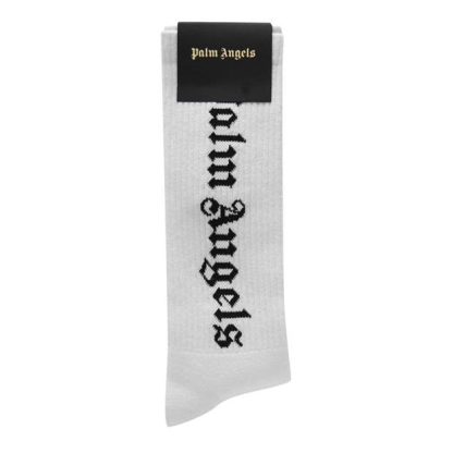 PALM ANGELS Gothic Socks Kids Crew Socks White 0110 for sale