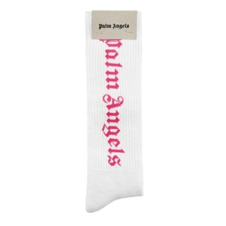 PALM ANGELS Gothic Socks Kids Crew Socks White/Fuch 0168 for sale