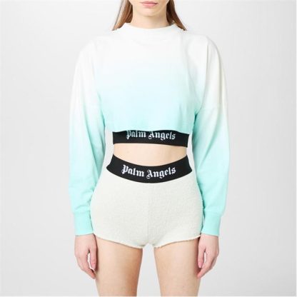 PALM ANGELS Gradient Cropped Overlogo T-Shirt Women Light Blue 4001  for sale