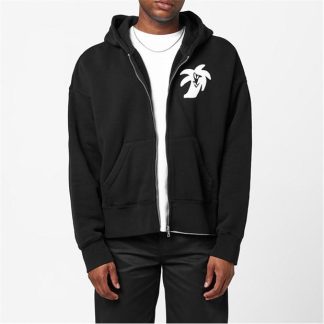 PALM ANGELS Hunter Zip Hoodie Men Blk Wht 1001  for sale