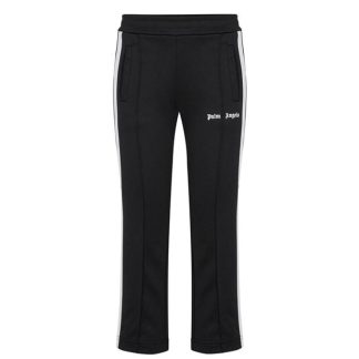 PALM ANGELS Junior Classic Tracksuit Bottoms Kids Open Hem Woven Tracksuit Bottoms Black Wht 1001 for sale