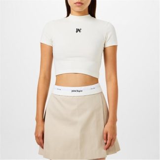 PALM ANGELS Logo Baby Tee Women Slim Fit T-Shirts White for sale