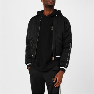 PALM ANGELS Logo-Embroidered Quilted Jacket Men Blk/Gold  for sale