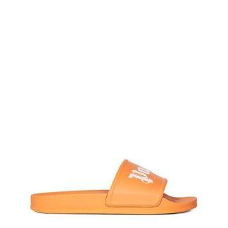 PALM ANGELS Logo Pool Sliders Men Pool Shoes Orange/Wht 2001 for sale