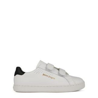 PALM ANGELS Logo-Print Touch-Strap Leather Sneakers Juniors Kids Wht/Blk 0110  for sale