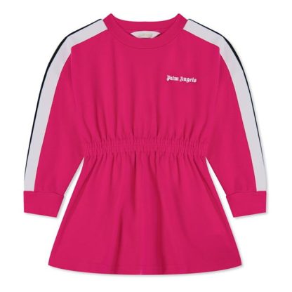 PALM ANGELS Logo Print Track Dress Kids Kids Fuschia/White  for sale