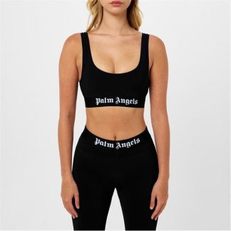 PALM ANGELS Logo Sports Bra Women Black/Wht 1001  for sale