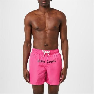 PALM ANGELS Logo Swim Shorts Men Swim Shorts Pink for sale