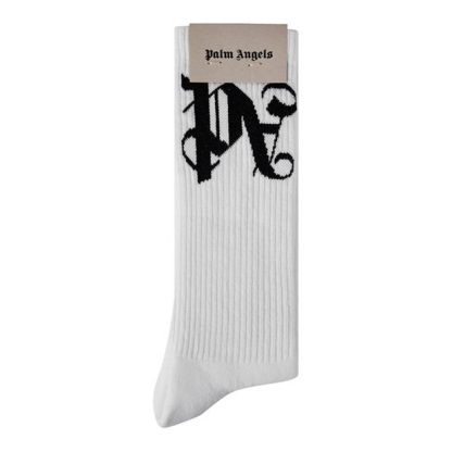 PALM ANGELS Monogram Socks Men White/Blk  for sale