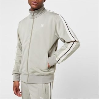 PALM ANGELS Monogram Track Jacket Men Tracksuit Tops Grey 0703 for sale