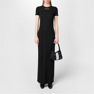 PALM ANGELS Open Back Logo Rib Dress Women Black 1003  for sale