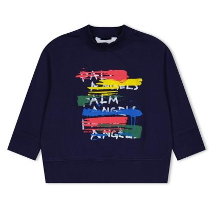 PALM ANGELS Palm Brush Lgo Crew Jn34 Kids Navy 4601  for sale