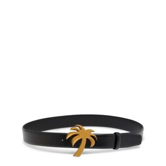 PALM ANGELS Palm Buckle Belt Unisex Belts Black/Gld 1076 for sale