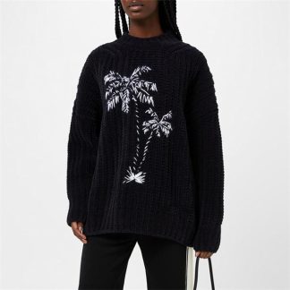 PALM ANGELS Palm Chnl Swtr Ld41 Women Blk/Wht 1003  for sale