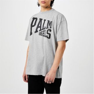 PALM ANGELS Palm College Tee Sn34 Men Grey/Black  for sale