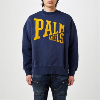 PALM ANGELS Palm Collge Crew Sn34 Men Navy/Gold  for sale