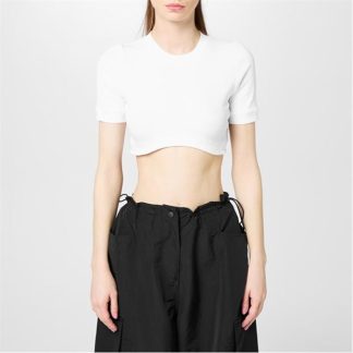 PALM ANGELS Palm Fitted Rib S/S Ld33 Women White Black  for sale