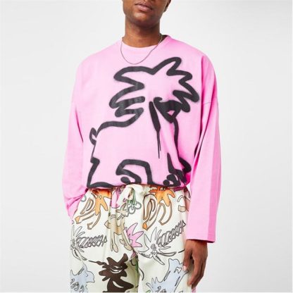 PALM ANGELS Palm Leon L/S Sn34 Men Pink Black  for sale