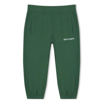 PALM ANGELS Palm Lgo Joggers In34 Kids Closed Hem Fleece Jogging Bottoms Green 5501 for sale