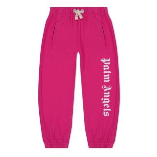 PALM ANGELS Palm Lgo Joggers Jn34 Kids Closed Hem Fleece Jogging Bottoms Fuchsia 3201 for sale