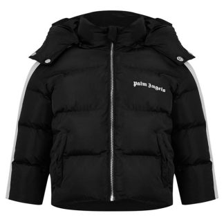 PALM ANGELS Palm Lgo Puffer Jkt Jn34 Kids Puffer Jackets - Heavyweight Blk/Wht 21001 for sale