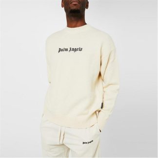 PALM ANGELS Palm Logo  Sweater Sn34 Men White/Black  for sale