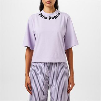 PALM ANGELS Palm Nck Lgo Crp Tee Ld44 Women Lilac  for sale