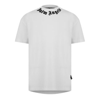 PALM ANGELS Palm Neck Logo Tee Sn44 Men Regular Fit T-Shirts Off White for sale