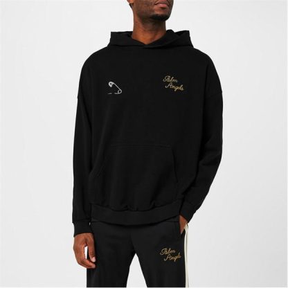 PALM ANGELS Palm Paris Embroidered Hoodie Men Blk/Gold  for sale