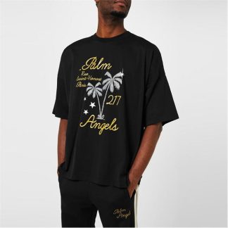 PALM ANGELS Palm Paris T-Shirt Men Blk/Gold  for sale