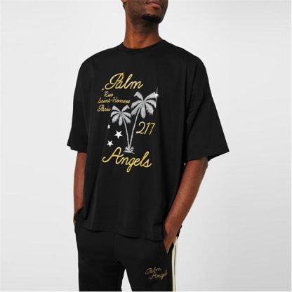 PALM ANGELS Palm Paris T-Shirt Men Blk/Gold  for sale