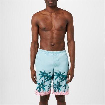 PALM ANGELS Palm Row Swim Shorts Men Blue 4055  for sale