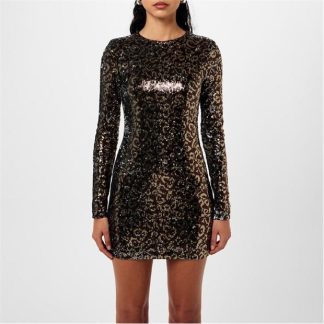 PALM ANGELS Palm Sequin Dress Ld41 Women Brwn/Blk 6010  for sale