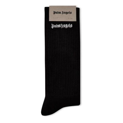 PALM ANGELS Palm Small Logo Sock Sn34 Men Trainer Socks Black for sale