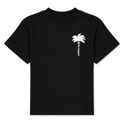 PALM ANGELS Palm The Palm Tee Jn44 Kids Regular Fit T-Shirts Black Wht 1003 for sale