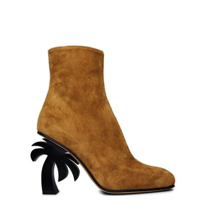 PALM ANGELS Palm Tree Heeled Ankle Boots Women Heeled Ankle Boots Camel for sale