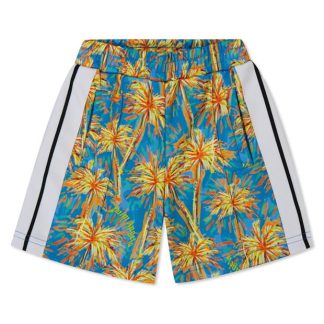 PALM ANGELS Palm Tree Track Shorts Junior Kids Blue/Lemon  for sale