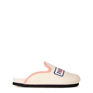 PALM ANGELS Patch Terry Cloth Mules Men Cream/Pink 0430  for sale