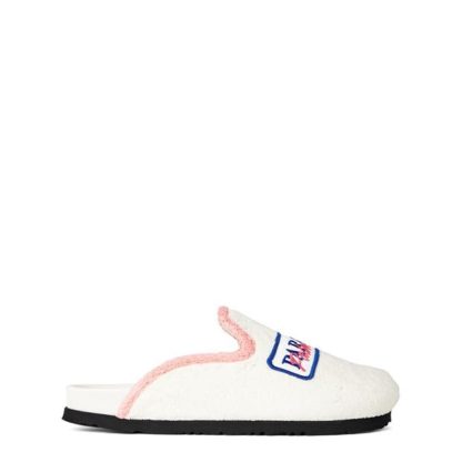 PALM ANGELS Patch Terry Cloth Mules Women Cream/Pnk 0430  for sale