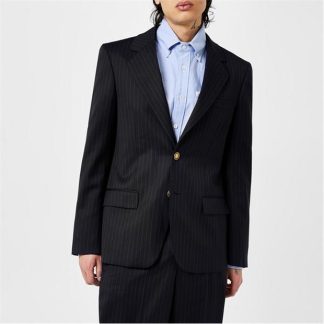 PALM ANGELS Pinstripe Suit Jacket Men Navy  for sale